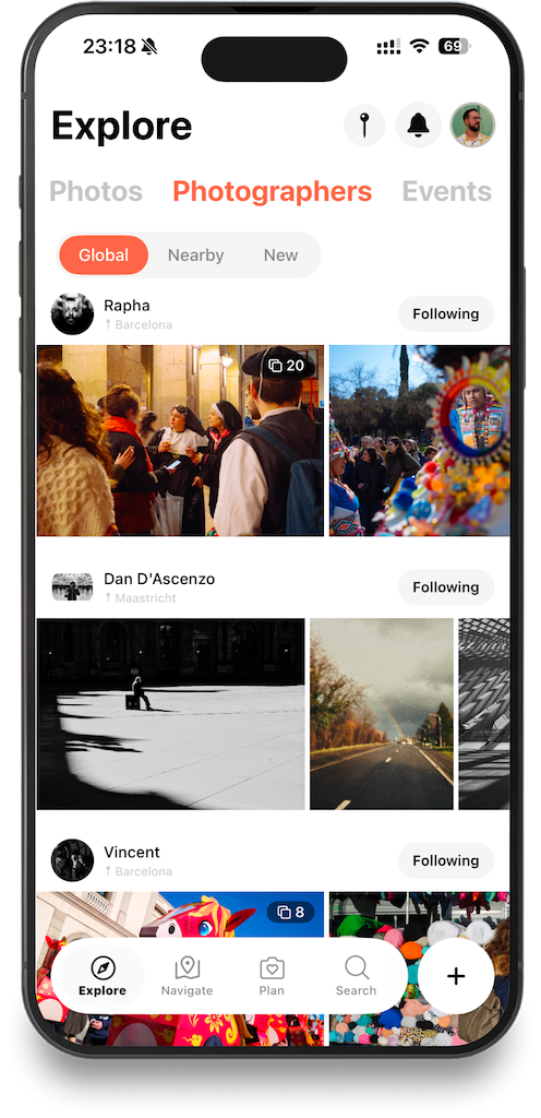 Streetwise photographer discovery showing photographers from Barcelona